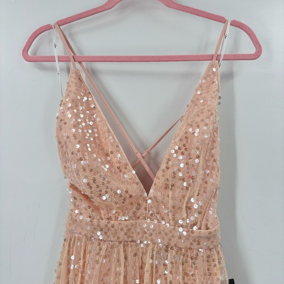 LuLu’s V Neck Sequin Maxi Dress Pink Size XS - Picture 2 of 8